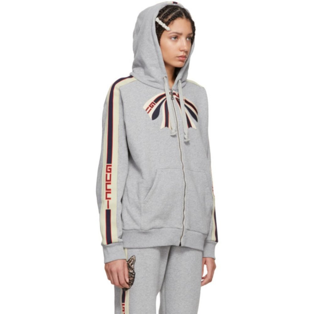 Gucci Stripe Zip Up Sweatshirt Sz M